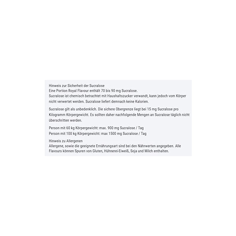 See below. Royal Flavour Sucralose Sweetener, 250g