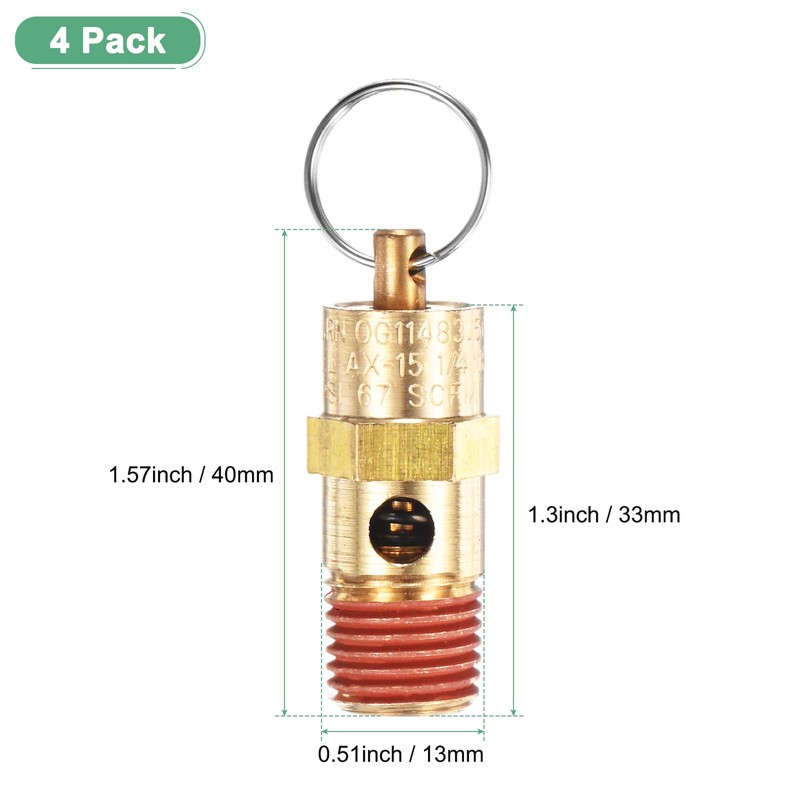 M METERXITY 4-Pack Air Compressor Pressure Release Safety Valve, 1/4"