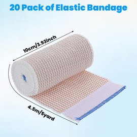 20pcs Compression Bandage Wrap 4 Inches Elastic Bandages with Self Closure on Both Ends Athletic Stretchable Wrap for Legs Ankle Knee Tummy Body Latex-Free