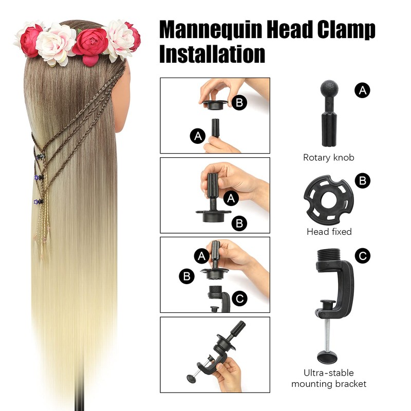 XINMEIFA Styling Head 28 inch Training Head 100% Synthetic Fibres