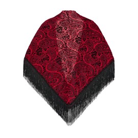 USHOWHEY Velvet Shawl Scarf Wraps for Women, Burnout Print with Tassel and Oversize Design, Can be Used As Shawl and Scarf, Red/Black Color