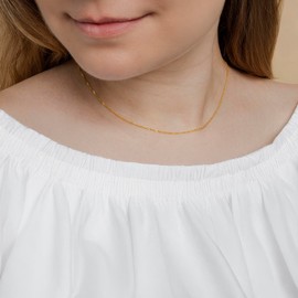 Amberta Solid 925 Sterling Silver Chain for Women Men | Super Thin Dainty & Sturdy Box Curb Singapore Beaded Snake Paperclip Necklace Delicate 16/18/20/22/24 inch: 20 Gold Singapore Chain Necklace