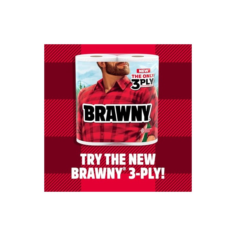 Brawny® Tear-A-Square® Paper Towels, 8 Double Rolls = 16 Regular