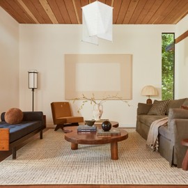 Rugs USA x Arvin Olano Melrose Checked Wool Area Rug - 4x6 Area Rug Farmhouse Cream for Living Room Bedroom Dining Room Kitchen