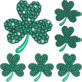 6 Pieces Clover Shamrock Napkin Ring St. Patrick's Day Napkin Rings Holder Buckle Napkin Holders Ring Metal Rhinestone Napkin Ring for St. Patrick's Day Wedding Party Table Decor