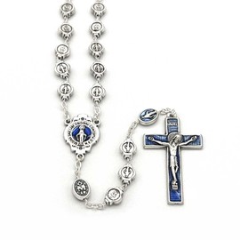 Juego de regalo de rosario y llavero de medalla milagrosa, Zinc, Sin piedra preciosa