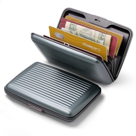 ÖGON -DESIGNS- Aluminium Card Case with Metal Closure, RFID Protection Against Fraud and Demagnetization, Compact Wallet, Model Smart Case Stockholm, Aluminium platinum, Standard size, Modern