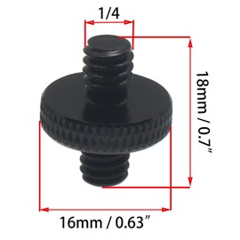 OZXNO 4pcs Camera Mount Screw 1/4" Male to 1/4" Male Threaded Tripod Screw Adapter Double Sided Standard Mounting Thread Converter(Black)