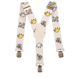 Olata Children’s Elasticated Sheep Design Y-Shape Braces/Suspenders (1-5 Years) - 2.5cm. White