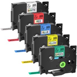 GREENCYCLE 5 Pack 0.47" 12mm 8m Starry Glitter Rainbow Bling Laser AZE Tape Laminated Compatible for Brother TZe-231L1 TZe-431L1 TZe-531L1 TZe-631L1 TZe-731L1 Work with Ptouch Label Maker