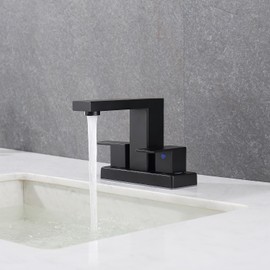 Jincrop Matte Black Bathroom Faucet 3 Hole, 4 Inch Centerset Bathroom Sink Faucet 2 Handle, Matte Black Bathroom Accessories Set 5 Piece Bathroom Accessory Set Resin