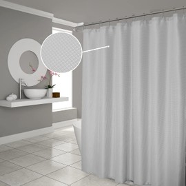 Dainty Home Hotel Collection Waffle Heavy Duty Fabric Waffle Weave Hotel Quality Shower Curtain 70" x 72" in Silver