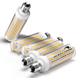 JDE11 Led Bulbs 120V 100W Halogen Candelabra Bulbs Equiva Dimmable,T3 T4 Mini Base JD E11 Bulb,4000K Natural White 10W 1000LM E11 for Chandeliers,Candelabra,Ceiling Fan, Table Cabinet Lighting,5Pack