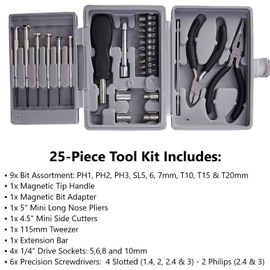 Duratool D00197 25PC Mini Tool Kit Set