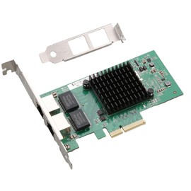 Dual-Port PCIe x4 Gigabit Network Card with Intel I350 1000M PCI Express Ethernet Adapter with Intel I350-T2 Two Ports LAN NIC Card for Windows/Server/Linux/Freebsd/DOS
