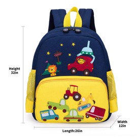 willikiva Cute Zoo Little 3d Backpack Kids Backpack for Boys and Girls Toddler Backpack Waterproof Preschool(Yellow Car)