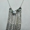 French connection silver fringe pendant necklace black diamond RETAIL $68