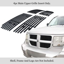 APS Compatible with 2007-2011 Dodge Nitro Black Stainless Steel Billet Grille Grill Insert RE-D66473J