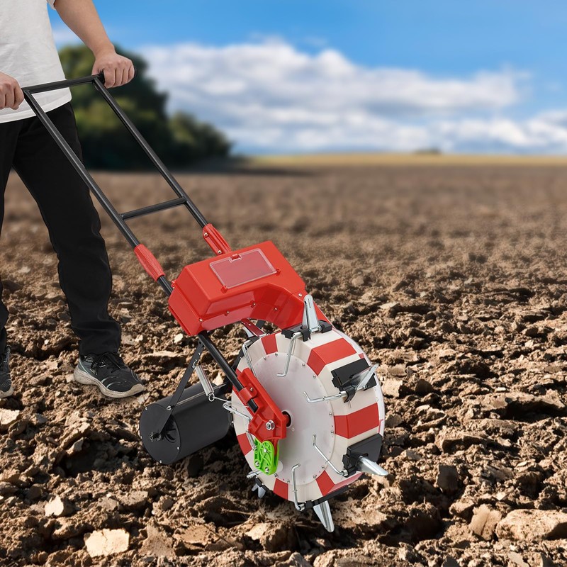 RocoReny Manual Seeder,Garden Hand-Push Seeding Machine Walk-Behind Row Crop Planter
