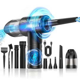 Air Comprimido Electrico,51000 RPM Sopladora de Aire Multiusos,2en1 Plumero de Aire&Aspirador Comprimido Recargable,Compressed-Air-Duster para Computadora Principal,Teclado,Sofá,Ventana,Automóvil