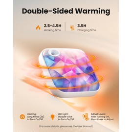 Gaiatop Handwärmer Elektrisch, 3 Heizstufen, 4000 mAh Doppelseitig Taschenwärmer Wiederverwendbar mit Licht/Gurt, Niedlicher Handflächengroßer Hand Warmer USB Heizung Winter Gadgets Geschenke