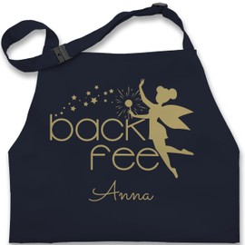 Geschenk mit Namen personalisiert by Shirtracer - Children's Apron for Boys and Girls - Baking Apron - Back Fairy Backfee, 6 Navy Blue