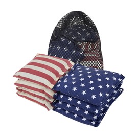 GSE Games & Sports Expert Set of 8 Premium Weather Resistant Cornhole Bags. Regulation Size and Weight Bean Bags for Cornhole Toss Games (Stars Stripes Flag)