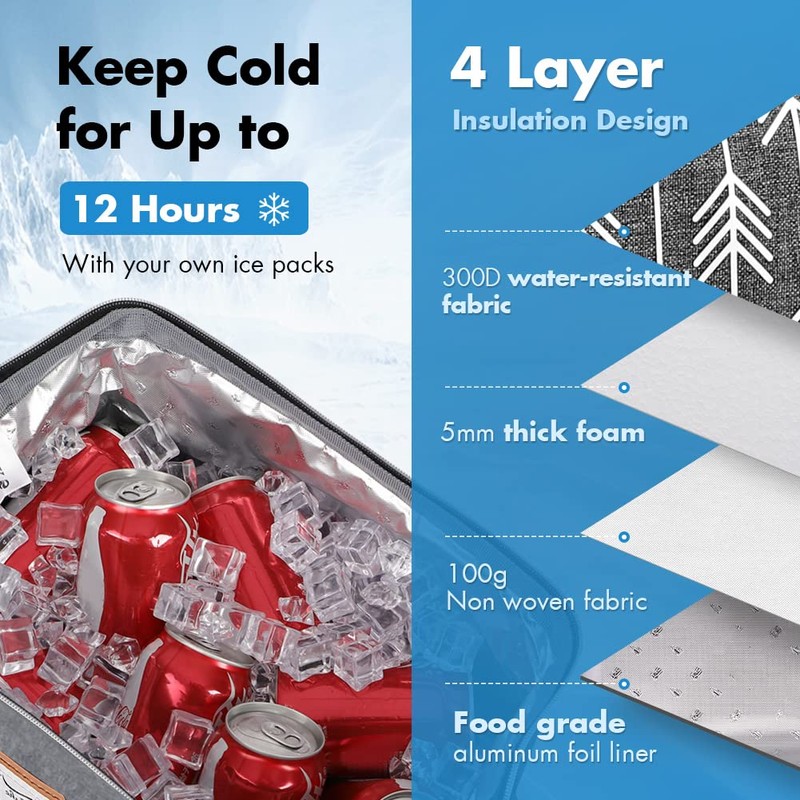 Lekesky 16L Cool Bag Lunch Bag with Shoulder Strap, Small