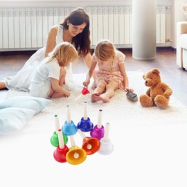 Alnicov 8 pcs Handbell Hand Bell 8 Color Kid Children Musical Percussion Instrument for Children Baby Early Education