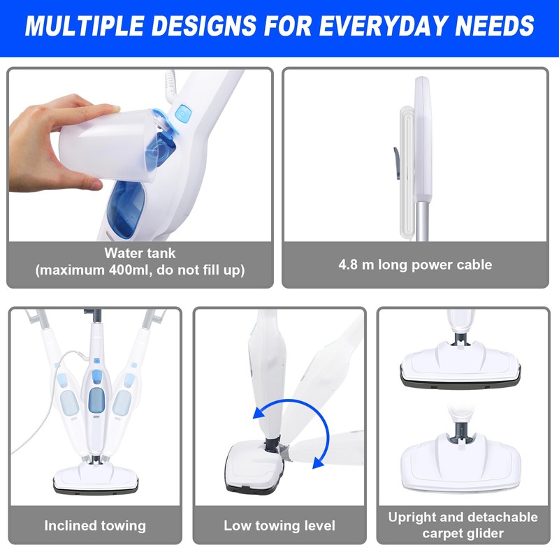 Multipurpose Steam Mop 1500W Electric Floor Cleaner Hot Steam Cleaner