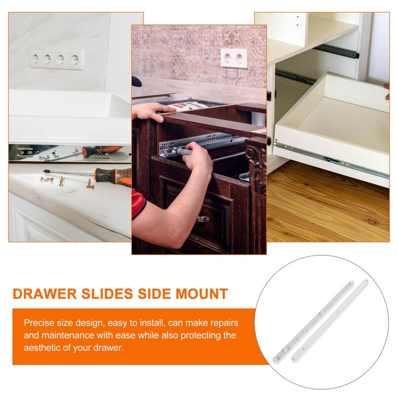 Angoily 2pcs Plastic Drawer Slides Full Extension Drawer Rails for