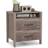 Giantex Farmhouse Nightstand, Rustic Wood Bedside Table with 2 Storage