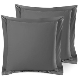 Nestl Soft Pillow Shams Set of 2 - Double Brushed Microfiber Pillow Covers - Hotel Style Premium Bed Pillow Cases, with 1.5” Decorative Flange, Euro 26"x26" - Gray