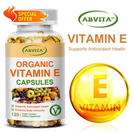 Organic Vitamin E 60120 Capsules D-Alpha Tocopherol Complex 180mg Antioxidant Immune Health Vegan Capsules, 2, 120 Tablets / 오가닉 비타민E 60120캡슐 D-알파 토코페롤 복합체 180mg 항산화 면역 건강 비건 캡슐, 2개, 120정