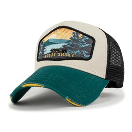 ililily Premium Great Smoky Embroidery Baseball Cap Structured Trucker Hat, Green - Great Smoky