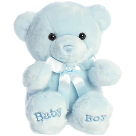 Aurora® Snuggly Comfy™ Bear Baby Stuffed Animal - Comforting Companion - Imaginative Play - Blue 9 Inches