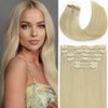 Loxxy Clip in Hair Extensions Real Human Hair,Remy Platinum Blonde