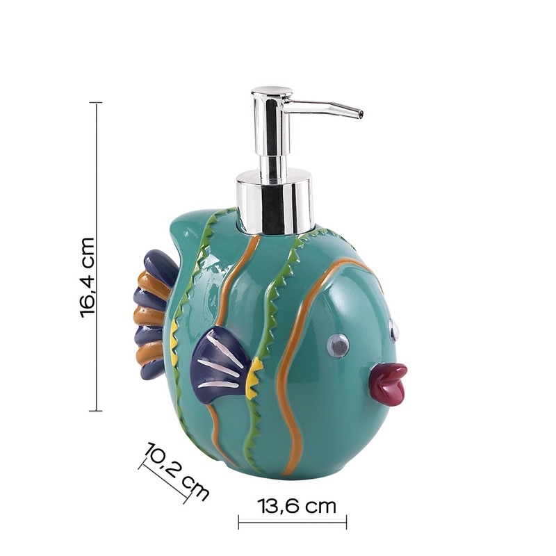 Gedy Dori Soap Dispenser, Resin, Turquoise, 9.6 x 13 x