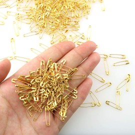 ZMSNTGS Mini Safety Pin 500PCS Gold 19mm Tiny Metal Fastening Safety Clips for Jewellery Costume Tag (Gold-500pcs)