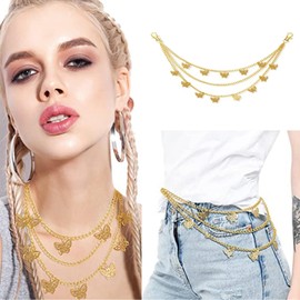 KASESSS 2 PCS Gold Belt, Adjustable Belly Chain, Gold Chain Belt for Concert Outfit, Waist Chain Beautiful, Chain Belts for Women Popular, Metal Belt Suitable for Women's Daily Clothing Decoration