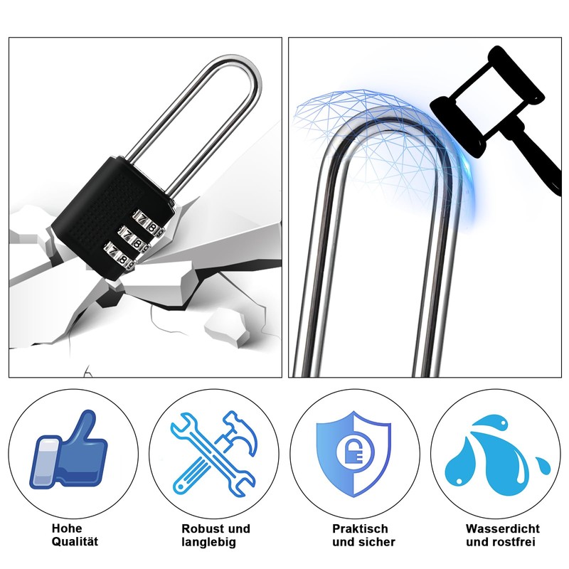 Cieex Padlock Combination Lock, 3 Digit Combination Code Lock, Small