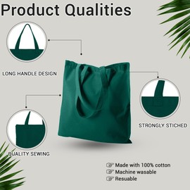 HiFEN® Premium Plain Natural Cotton Shopping Tote Bag Eco Friendly Reusable Blank Shopper Ideal for Craft decorate and Printing