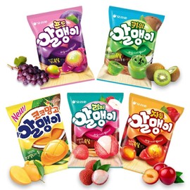 Korean Fruit Jelly Candy – Assorted Chewy Gummy Snacks – 5 Fruity Flavors (Grape, Plum, Lychee, Kiwi, Mango) – Individually Wrapped – Perfect for Kids & Adults (5 Flavor Mix–1.26oz(36g) × 5pack)