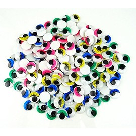 Yueton 200pcs Adhesive Back Mix Color Mini Wiggle Eyes with Eyelash Small Plastic Round Moving Googly Eyes for Children School Classroom Home Arts & Crafts Models (20mm)
