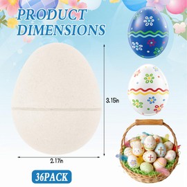 36 Pcs DIY Paper Mache Easter Eggs,3.2"x2.2"Durable Easter Eggs Empty,Cardboard Easter Eggs,Paint Your Own Paper Mache Eggs for Easter Party Gifts Basket Filler (White)