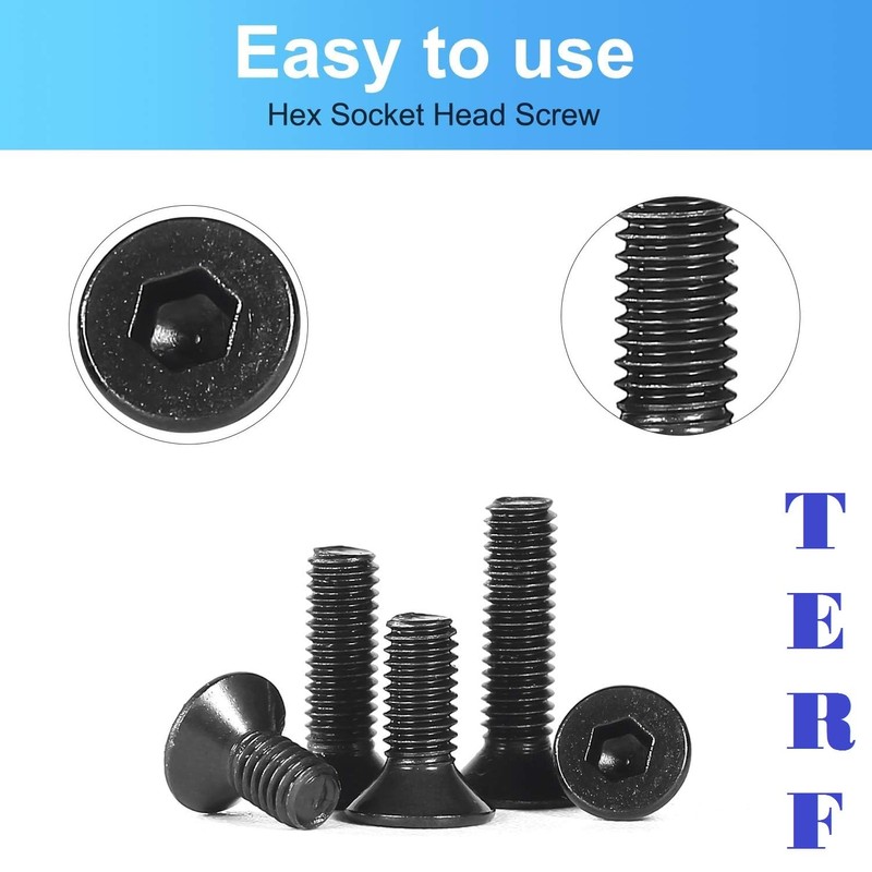 TERF® M6 X 30mm Hex Socket Countersunk Black Machine Screw