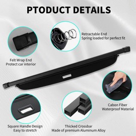 Cargo Cover for Ford Bronco 2024 2023 2022 2021, Retractable Trunk Cover SUV Accessories, Anti-Peeping Luggage Security Shielding Shade Privacy Screen for Bronco 2021-2024 with Carbon Fiber Texture