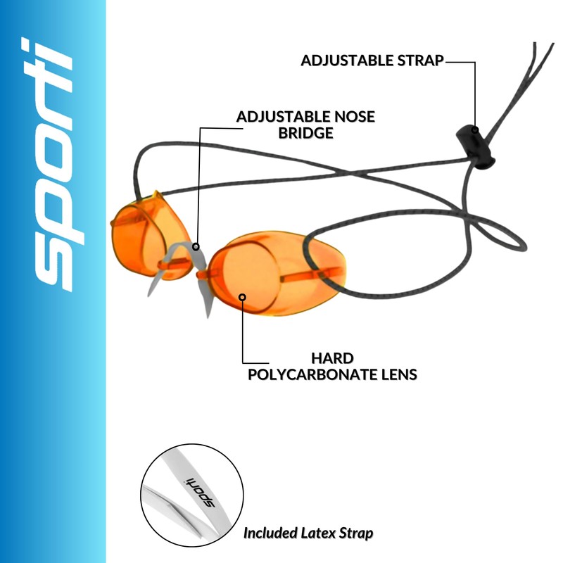 Sporti Antifog Swedish Goggle + Bungee Strap (Orange)