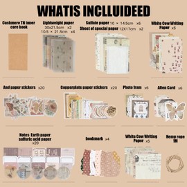 86Pcs Vintage Scrapbook Kit, Decor Stickers Craft Kits, Junk Journal Planners, DIY Journaling Supplies Set with Scrapbook Stickers Cards, Arts Craft Kit Gift Collage Album Aesthetic Picture Frames (B)