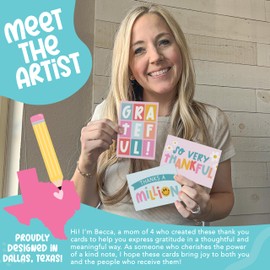 Hadley Designs 24 Blank Thank You Cards With Envelopes Bulk - Wedding Thank You Notes With Envelopes Set, Baby Shower Gratitude Cards, Teacher Appreciation Card - Colorful Notecards With Envelope